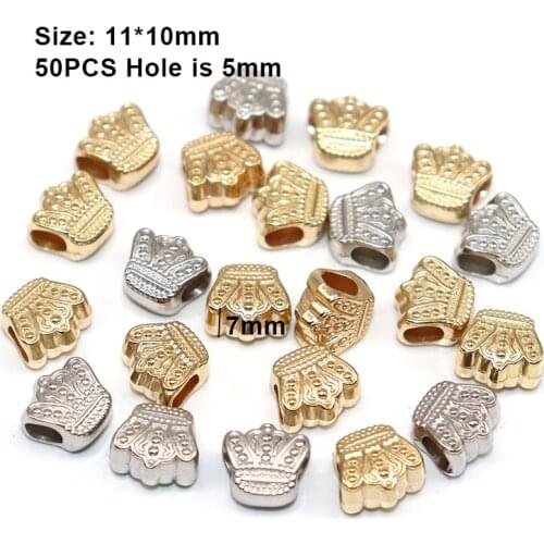 11mm 50/100pcs queen Crown Bead CCB Big Hole Beads Plastic Spacer Needlework European Bead for Jewelry Findings (not Metal)