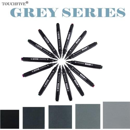 Touchfive Double-Ended Alcohol Based Ink Neutral Gray Color Sketch Art Markers set Gray Tones marker brush Student Supplies