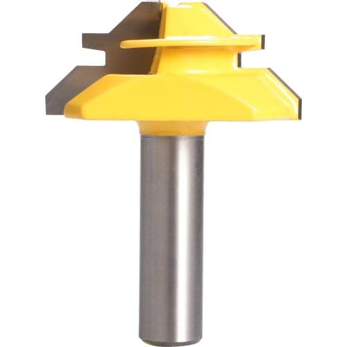 45° Woodworking Lock Miter Router Bit Tenon Milling Cutter Tool Drill-Bit 1/4*2 1/4*1-3/8 1/2*2 Shank Optional 3 Types Optional
