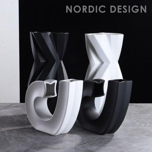 [HHT] Nordic Modern Geometric Irregular Vase Pot Office Desk Flower Arrangement Vases Home Decoration Accessories