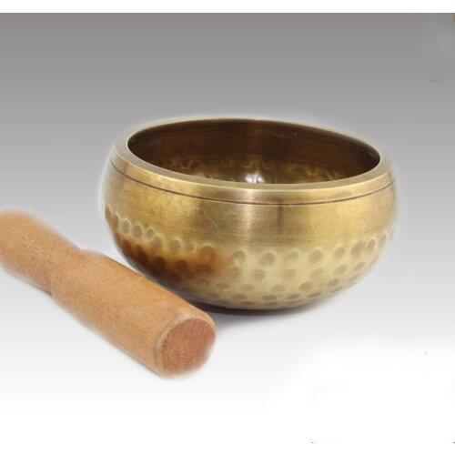 Yoga Healing Music Bowl Tibet Brass Golden Singing Bowl Hand Hammered Bowls Tibetan Yoga Meditation Crafts 9.5CM