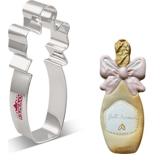 KENIAO Champagne with Bow Cookie Cutter For Wedding Party - 4.8 x 12.7 cm - Biscuit / Fondant / Pastry Cutter - Stainless Steel