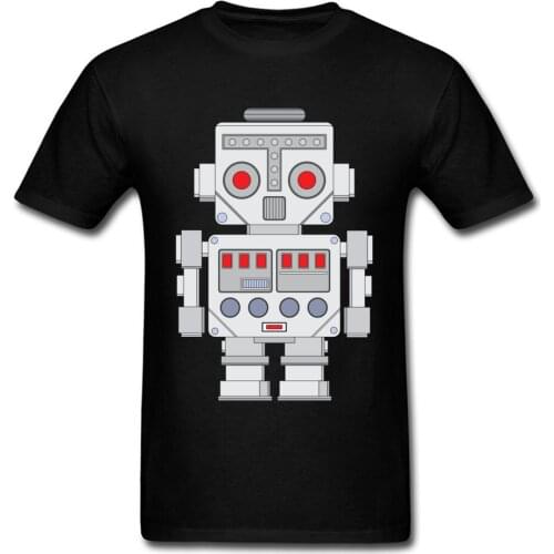 Comic T Shirts Little Mr Robot Tshirt Pure Cotton Cartoon Tops Tees High Quality Custom Anime Robot T-Shirts Round Collar