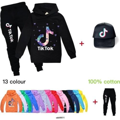 Tik Tok Teenager Clothing Girls Clothes Set Spring Autumn Boys Clothes Hoodie+Pants+Hat 3 pcs Fashion Childrens Suit 2-16Years