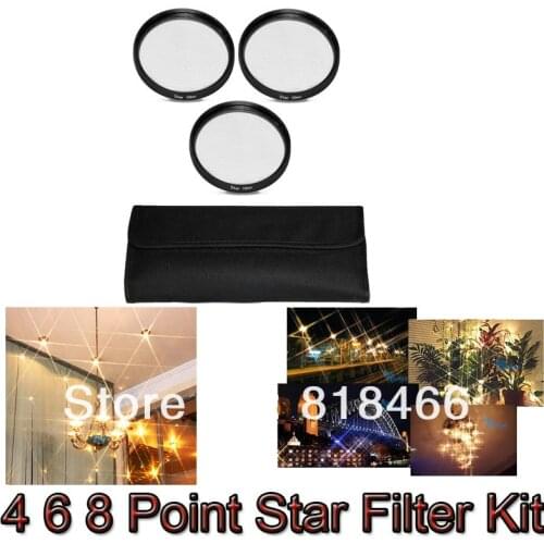 1set 55mm 4 6 8 Point Star Filter Kit 4X 6X 8X Star Filter KIT SET with FREE CASE for DSLR DC lens FOR CANON NIKON PENTAX