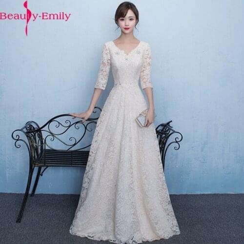 Beauty Emily Sexy V Neck Sequined Evening Dress Long Luxurious Appliques Zipper Back Formal Party Dress 5 Colors Available