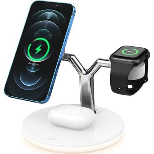 3 in 1 Magnetic Wireless Charger Stand For iPhone 12 Pro Max For Apple Watch Fast Wireless Charging Dock Station For Airpods Pro