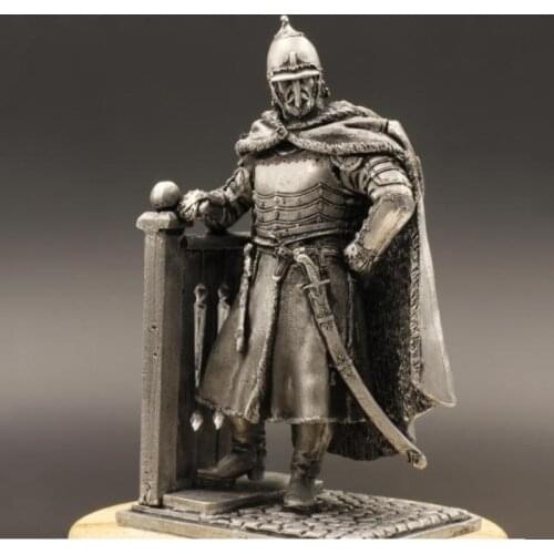 17th Century Russian Cavalry Command 1/30 60mm Tin Metal Armor Cloak Ancient Soldier Model Desktop Decoration Christmas Present
