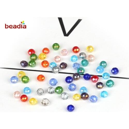 2mm Multicolor Czech Loose Rondelle Crystal Glass Wheels Beads Approx 195pcs For DIY Jewelry Crafts Sewing Clothing Accessories