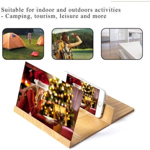 Mobile Phone Projector 3D Stereoscopic Amplifying Desktop Wood Bracket Video Screen Magnifier Amplifier Holder Mount 18Nov8