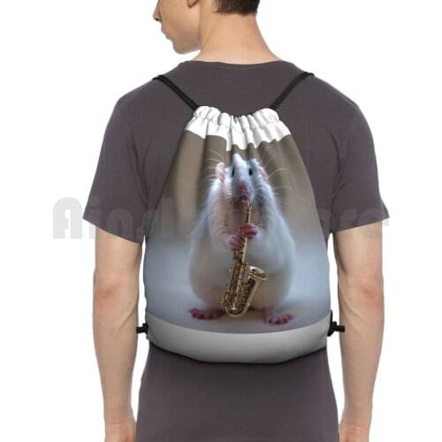 My Saxophone... Backpack Drawstring Bags Gym Bag Waterproof Music Musician Rat Saxophone