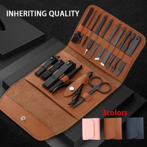 AMSIC 16pcs Set Nail Clippers Manicure Pedicure Set Nail Trimmer Ear Pick Grooming Kit Tweezer Nail Tools Set