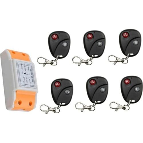 2016 new products 220 v 1 ch wireless remote control switch 1*receiver +6* transmitter Classic 2 key shape