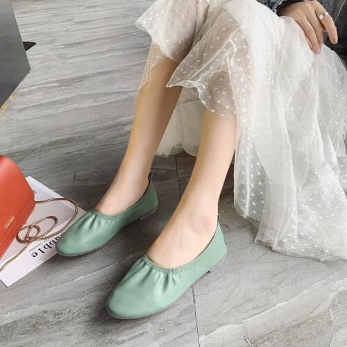 2020 Spring New Wild Fashion Round Toe Solid Color Flat Shoes Light and Comfortable Slip-On Ladies Mujer Chaussure Femme W28-26
