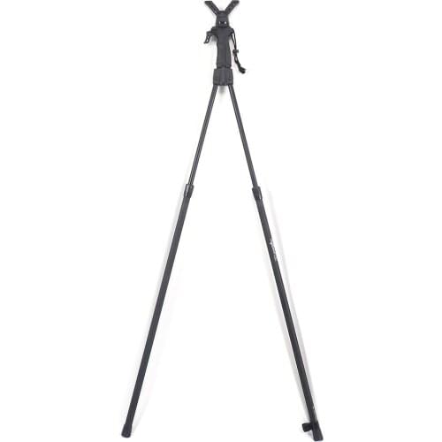 Hunting Shooting Equipment One Hand Contral Trigger Shooting Stick Matt Black Adjustable Height Rotating V Yoke Telescopic Bipod