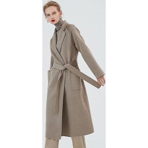 Womens winter coats grey Double-sided wool cashmere outwear 2019 autumn plus size ladies fashion overcoats long free ship