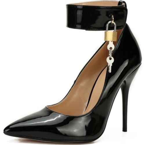 Sexy Women High Heels Pump Shoes Fashion Ankle Straps Key Dec Luxury Designer Black Red Womens Pointed Toe Stiletto Heels Shoes