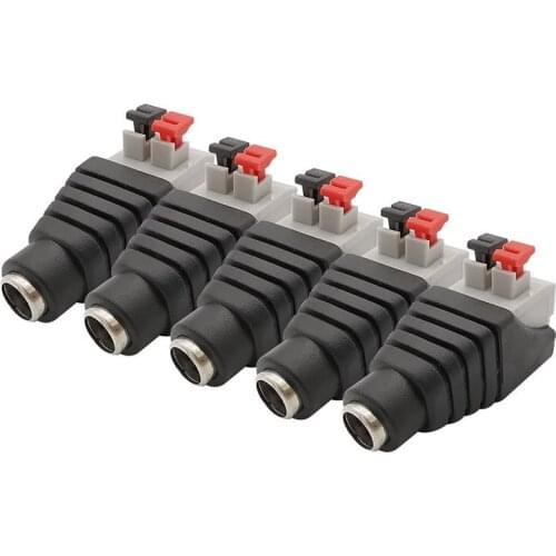 5.5x2.1mm 5.5*2.1 DC Power Female Jack No Screw Wire Cable Connector Adapter for 3528/5050 Single Color LED Strip CCTV Camera