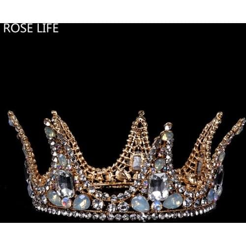 ROSE LIFE Luxurious alloy rhinestone bridal crown baroque style wedding crown tiara dress accessories big crown hair accessories