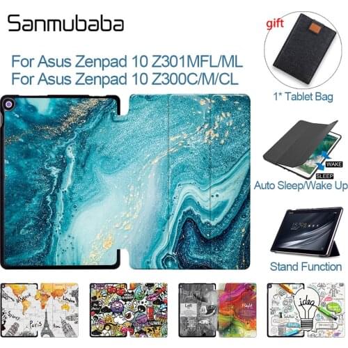Sanmubaba Cover Case For Asus Zenpad 10 Z300 Z301 10.1 inch PU Leather Folio Flip Stand Smart Funda Tablet Case Auto Sleep Wake