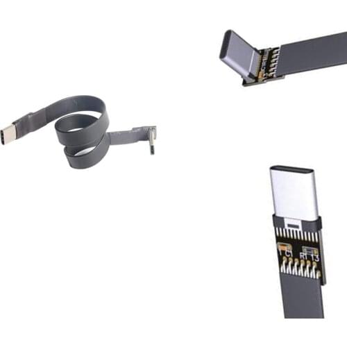 USB 3.1 Type C to Type C Extension Cable 90 Degree Adapter FPC FPV Ribbon Flat USB C Cable 3A 10Gbps EMI Shielding