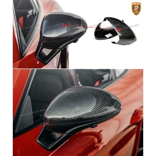 Commas 2Pcs Side Rear View Mirror Cover Trim for Porsche 718 Boxster Cayman 2016-2018 Carbon Fiber Side Wing Mirror Caps