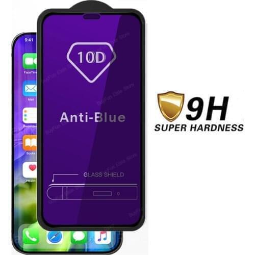Anti Purple Blue Light Tempered Glass On For IPhone 12 13 mini 11 Pro XS Max XR X Screen Protector Glass ipfone ifone 13pro