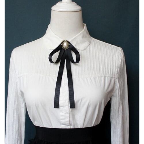 Hand-made Bow Tie Ladies Unisex Banking Stewardess Student Performs Career Korean White Shirt Black Bowtie Classic Trendy Gifts