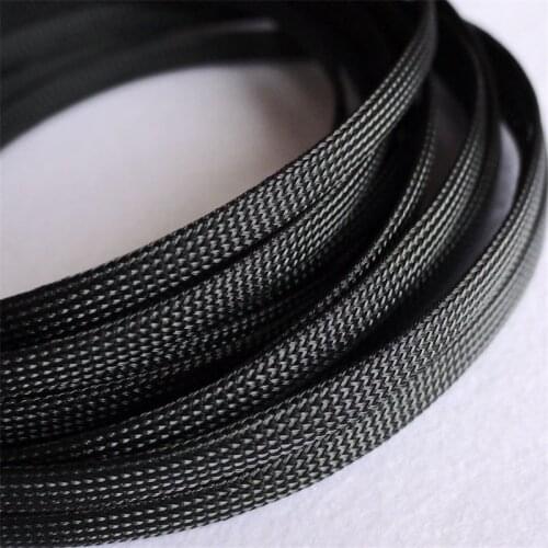 1 meters Black High quality 8mm Braid PET Expandable Sleeving High Density Sheathing Plaited Cable Sleeves DIY