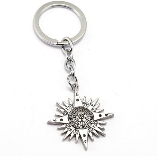 12pcs/lot D.Gray man Keychain allen Compass Key Chain Key Ring Holder Pendant Chaveiro Anime Jewelry Souvenir
