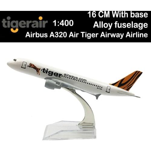 16CM 1:400 Airbus A320 Model Air Tiger Airways Airline W Base Alloy Aircraft Plane Airliner Display Adult Gifts Kids Collection