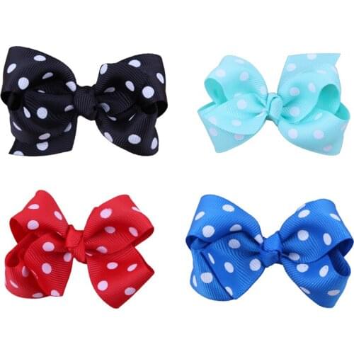 200 pcs/lot , Polka Dots Print Hair Bows Hair Clips, Grosgrain Ribbon Bow on Alligator Clip
