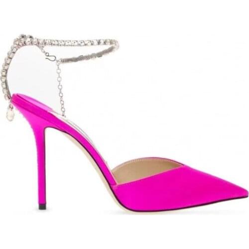 2021 New Design Strange High Heels Pumps Fashion Crystal Rhinestone Ankle Cross Lace-Up Sandals Sexy Pointed Toe Women Shoes