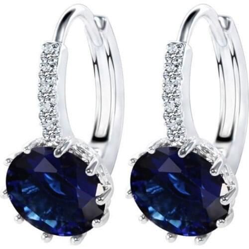 2019 Luxury Ear Stud Earrings For Women 7 Colors Round With Cubic Zircon Charm Flower Stud Earrings Women Jewelry Gift