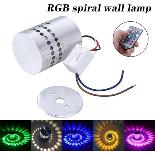 3W RGB LED Spiral Wall Ceiling Light KTV Hotel Walkway Porch Lamp 85-265V Wall Lamp Spiral Effect Lights For home interior