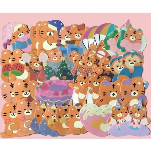 40PCS Cute Tiger Animal Graffiti Sticker Mixed Style Toys for Suitcase Laptop Bike Luggage Car Scooter Skateboard Sticker F5