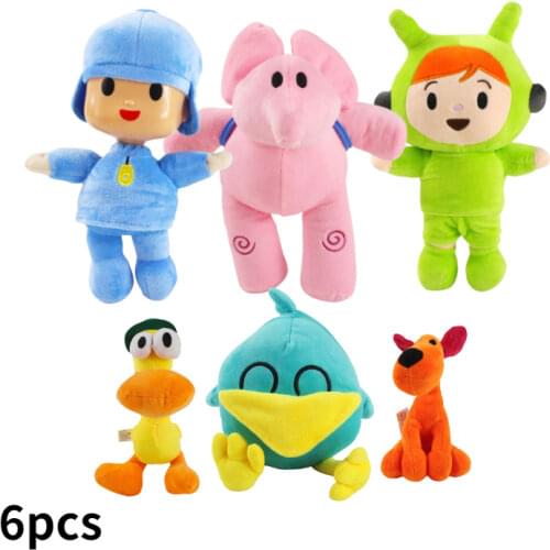 6PCS/SET Pocoyo Little P Youyou Elephant Doll Toy Barto Aili Plush Doll Duck Lula Dog PP Cotton Cute Children Birthday Gift
