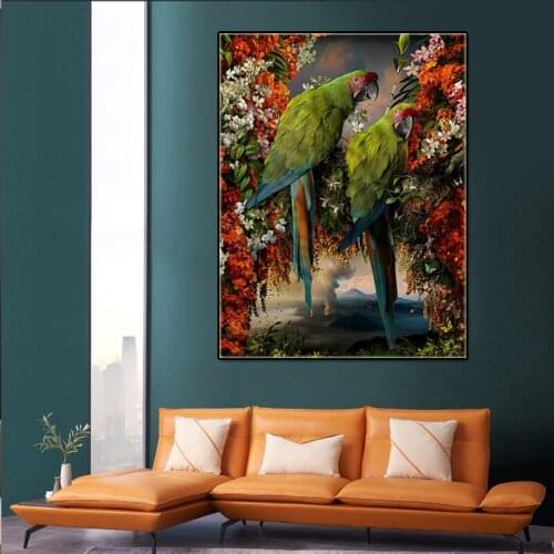 Abstract art posterParrot Canvas Painting HD Animal picture Creativity living room wall Modern art Decorative Paintings
