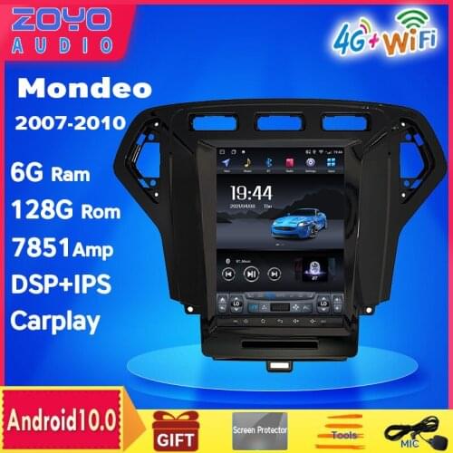 Android 9.0 10.4 inch vertical screen car gps radio bt navigation player for ford Mondeo 2007-2010 carplay 4G 64G WIFI 4G 8 Core