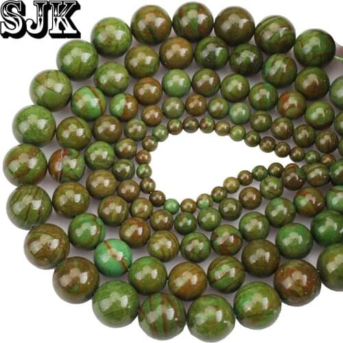 Natural Stone Green Rock Stripe Round Loose Beads DIY For Jewelry bracelet&necklace making 4/6/8/10/12MM Free Shipping