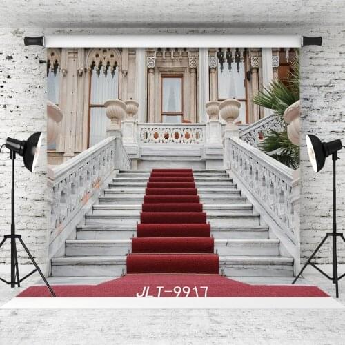 Palace Staircase Vinyl Photographic Background for Wedding Portrait Child Baby Shower Cloth Printed Backdrop Photo Studio