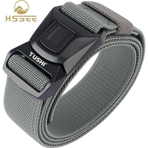 HSSEE Stretch Tactical Belt Rust-proof Metal Buckle Strong Compact Fiber Outdoor Sports Elastic Belt Hiking Hunting Accessories