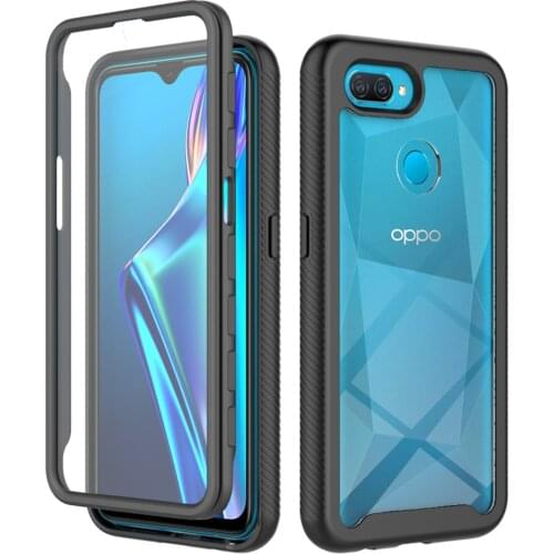 2 IN 1 Hybrid Rugged Armor Shockproof Case Coque Fundas For OPPO A12 Soft TPU Frame Transparent Acrylic Hard PC Back Cover
