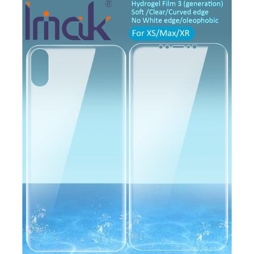 Imak Hydrogel Film 3 III For iPhone XS Max XR Rear Front Back Screen Protective Transparent oleophobic