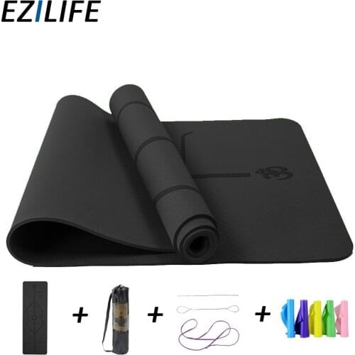 Yoga and fitness mat, non-slip with TPE marking, 183*61*0.6 cm