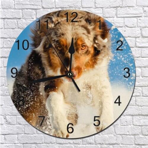 25CM Round Numeral Digital Dial Mute Silent Digital Clocks Dogs Animal Battery Operated Clocks children wall clocks Home Kitchen