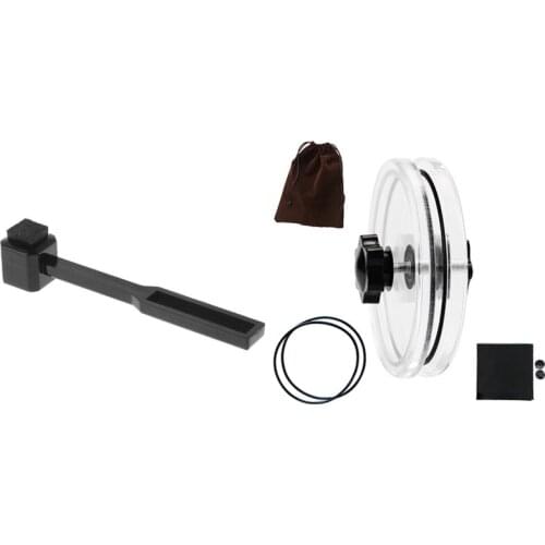 Hot-1 Set LP Vinyl Record Cleaner Clamp Record Label Saver Protector & 1 Pcs Anti-Static Stylus Brush / Needle Cleaner Tool