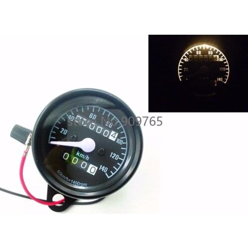 Motorcycle Universal Black Odometer Speedometer Gauge Cruiser Chopper Bobber ATV Touring