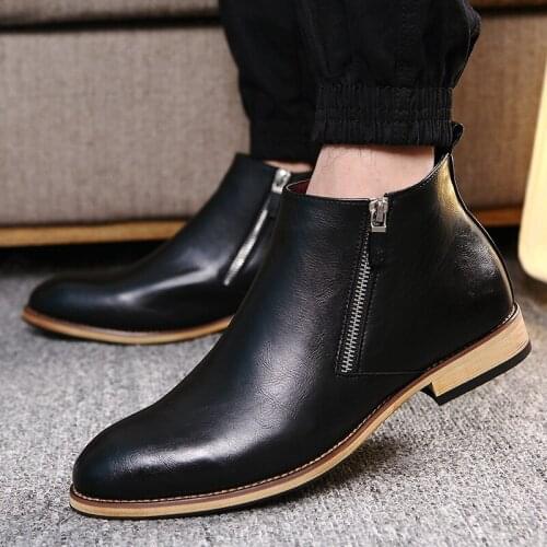 Split Leather Boots Men Shoes Footwear High Quality Zipper Party Business Oxfords Formal Dress Autumn Ankle Adult Men Boots 789