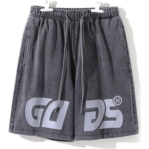 2020 New Arrival Real Brand Clothing Hot Sale Top Fashion Mid Short Summer Wash Cotton Elastic Waist Letter Loose Shorts Men